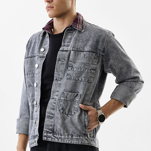OEM Mens Denim Jean <b>Jacket</b> Casual Outwear Fall <b>Jacket</b> Denim Button up Coat Oversize Denim <b>Jacket</b> for Men acidwash fashion casual - Product Image 3