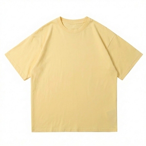 เสื้อยืดคัสตอมทรงบ็อกซี่ เสื้อยืดผู้ชายเนื้อหนัก 100% ผ้าฝ้าย คอริบ คอกลม ทรงโอเวอร์ไซส์ สตรีทแวร์ เสื้อยืดทรงบ็อกซี่แบบครอปสำหรับผู้ชาย - Product Image 1