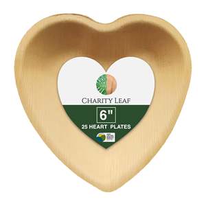 Piatto a Forma di Cuore in Foglia di Palma Naturale Usa e Getta da 6 Pollici - Product Image 5