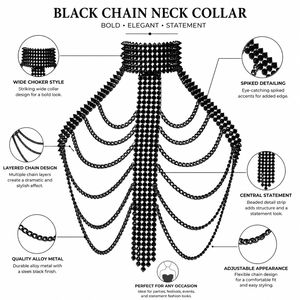 <b>Black</b> Alloy Metal Layered Chain Neck Collar Body Jewelry Gothic Statement Choker <b>Harness</b> Necklace for Women Fashion Accessory - Product Image 6