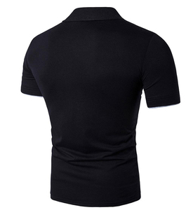 Polo de Manga Corta para Hombre, Color Verde, con Patrón de Abeja Bordado, Ribete en Contraste, Corte Regular, Estilo Preppy, Tela Piqué - Product Image 4