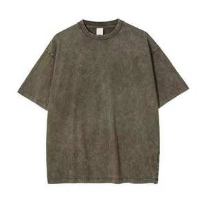 Men Acid Wash T-Shirt Vintage Washed Cotton Crew Neck Short Sleeve Loose Fit Streetwear Casual Everyday Comfort Top - Product Image 1