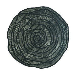 Alfombra Redonda de Lana Azul Abstracta Moderna, Tejida a Mano, con Base de Lona de Látex, Antimanchas, Antidesgarros, de Pelo Alto, para el Hogar, Diseño Celestial Rose - Product Image 1