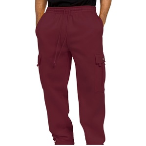 Pantalones Cargo de Trabajo Vintage Personalizados, 100% Algodón, Color Granate Liso, con Múltiples Bolsillos, Pantalones Tácticos para Trabajo al Aire Libre - Product Image 1