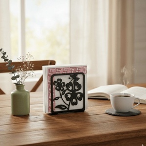 Moderno Porta Servilletas de Metal Negro con Silueta de Cuchara y Tenedor Cruzados, Soporte para Papel de Cocina, Organizador para Mesa de Comedor - Product Image 5