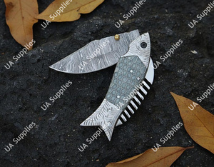 Couteau de camping d'extérieur de haute qualité, best-seller, en acier Damas gravé, avec manche ergonomique en acier nid d'abeille, 7,5 pouces - Product Image 4