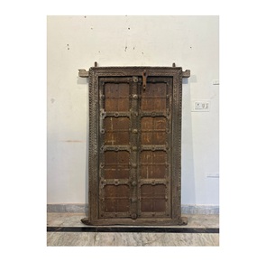 Puerta Antigua de Madera Maciza Tallada a Mano con Marco Tallado, Puerta Principal de Lujo para Villas, Restaurantes, Hoteles y Hogares - Product Image 1