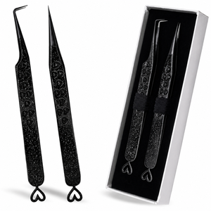 Black Heart Design Eyelash Tweezers Precision Stainless Steel Tip Smooth Surface for Lash Application - Product Image 6