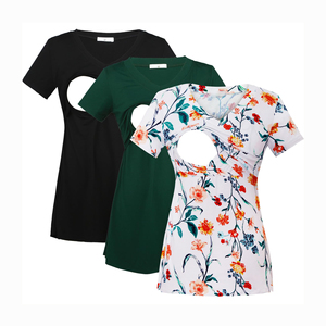 Hauts d'allaitement pour femmes, vêtements de maternité à motif uni, fermeture éclair double latérale pour l'allaitement, style tendance - Product Image 1