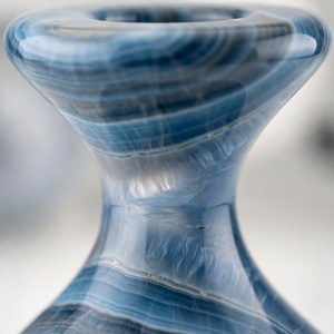Ocean Blue Onyx Marble Hourglass <b>Vase</b> Handmade Polished <b>Stone</b> Flower <b>Vase</b> Luxury Home Hotel <b>Decor</b> Wholesale - Product Image 4