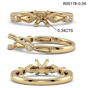 Anillo de Oro Amarillo Natural de 18K con Diseño de Rombo y Milgrain, Base Delicada para Promesa o Apilamiento, Joyería Fina al por Mayor - Product Image 5