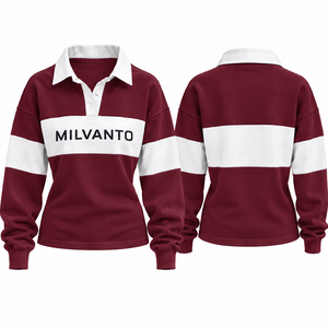 Camiseta de rugby personalizada morada para mujer, 100% algodón, 220 GSM, manga larga, tela transpirable premium. - Product Image 3
