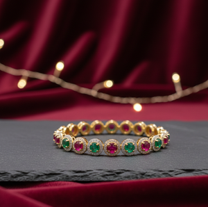 Brazalete de Plata 925 con Ónix Verde y Gema Azul Hidroplatinada, Chapado en Oro de 18K, Brazalete de Boda, Regalo de Aniversario para Ella - Product Image 2