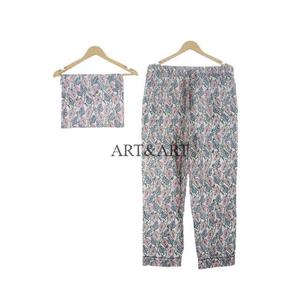 Ensemble de pyjama de luxe 100 % coton, imprimé floral indien fait main, manches longues, pour femme, printemps-été, tenue décontractée de nuit - Product Image 3