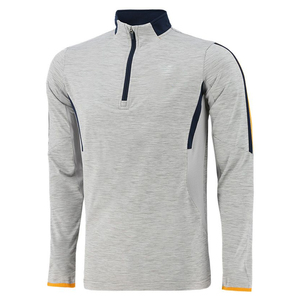 Lightweight Breathable Polyester Half Zip <b>Sports</b> <b>Jersey</b> for Training All Seasons Gray with Navy and Orange wholesale rate - Product Image 4