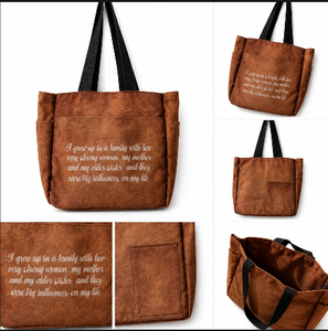 Bolsa de Mano de Lona de Poliéster Marrón Vintage con Bolsillos, Bolsa de Compras de Lona de Poliéster con Asas Negras, Impresión Personalizada - Product Image 1