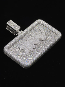 Mens 925 Silver Moissanite Custom Name Dog <b>Pendant</b> Iced Statement Luxury Rectangle Necklace Charm for Men Gift - Product Image 6