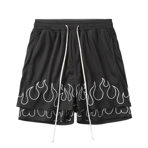 Men's High Quality Breathable Quick Dry Eco-Friendly <b>Mid</b> Waist Drawstring Closure Double <b>Layer</b> 100% Cotton Sports Shorts Shorts - Product Image 4