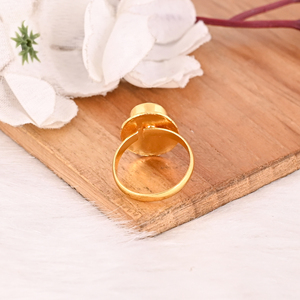 Elegant Hydro Citrine Oval <b>Adjustable</b> <b>Ring</b> Handmade Gold Plated Brass Stylish Jewelry for Women - Product Image 5