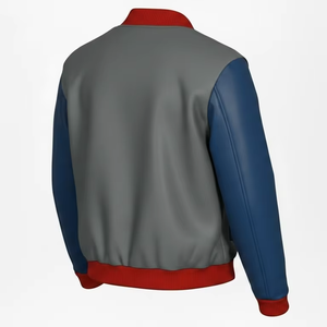 Blouson Bomber Homme Style Universitaire en Mélange de Coton Décontracté Boutonné Léger Color Block Vente en Gros - Product Image 5