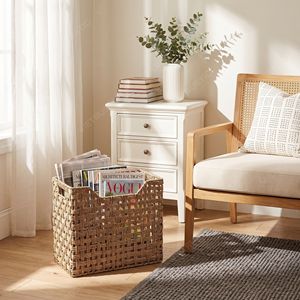 <b>Rectangular</b> Seagrass Eco-Friendly Rustic Storage <b>Baskets</b> Open Weave File Magazine Holder Bin Living Room Dcor Household - Product Image 3