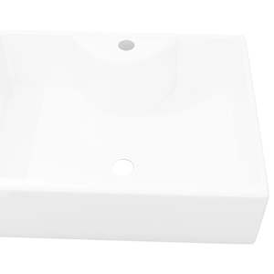 Lavabo Cuadrado de Cerámica Blanco para Baño con Orificio para Grifo - Product Image 5