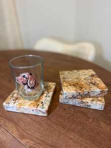 Ensemble de trois sous-verres vintage en marbre beige et noir, décoration de table en pierre naturelle - Product Image 5