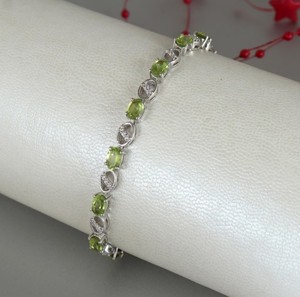 Natural Peridot Stone <b>Charm</b> Bracelet 925 Sterling Silver Green Crystal Gemstone Luxury Handmade Fine Jewelry Gift for Party - Product Image 1