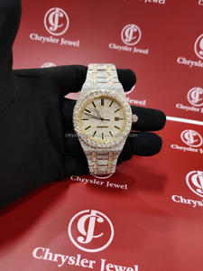 Montre Hip Hop VVS 41mm avec fenêtre de cadran en verre mécanique en acier inoxydable avec diamant Moissanite glacé-Source Premium fournie - Product Image 6