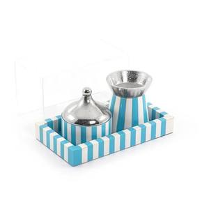 Ensemble de porte-encens en métal rayé vert et blanc, fait main, plateau aromatique, diffuseur décoratif pour la décoration de la maison - Product Image 5
