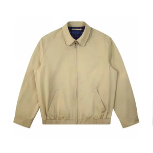 Chaqueta Bomber Beige para Hombre, Color Sólido, Cierre de Botones Personalizado en la Parte Delantera, Ropa Casual de Invierno, Corte Regular, Poliéster - Product Image 1