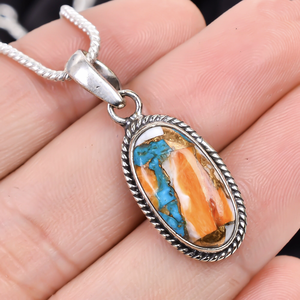 Colliers unisexes de luxe vintage bohèmes en argent sterling 925 avec pierres précieuses multicolores ovales faites à la main, vente en gros - Product Image 3