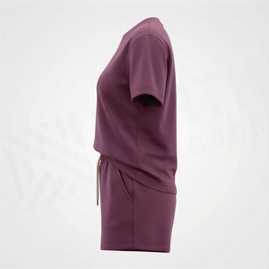 Ensemble 2 pièces pour femmes, t-shirt à manches courtes et short au-dessus du genou, imprimé géométrique uni, coupe ample décontractée, vêtements de printemps et d'été - Product Image 3