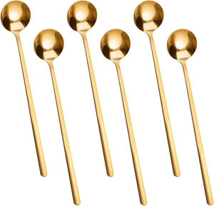 Juego de Cucharas para Café y Té Doradas, Mango Largo de 6.7 Pulgadas, Acero Inoxidable 304, Cuchara para Remover Café, Cubertería de Grado Alimenticio Premium - Product Image 1