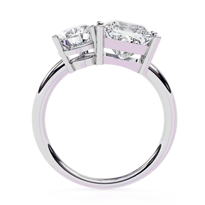 Bague de fiançailles unisexe en or massif 18 carats avec diamant de laboratoire taille poire princesse, couleur E, Toi et Moi, à quatre griffes - Product Image 4