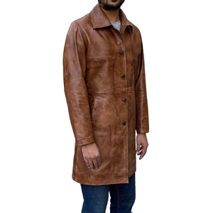 Manteau en cuir pour homme, style unique, haute qualité, en cuir véritable, vente en gros, logo personnalisé, vêtements d'extérieur d'hiver - Product Image 5