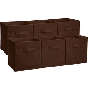 Paniers de rangement en tissu non tissé marron 6 pièces de haute qualité Solution de stockage durable et pratique - Product Image 3