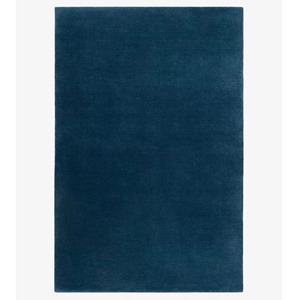Tapis en laine moderne abstrait fait main |   Tapis bleu marine uni personnalisable |   Tapis de villa de grande taille, fait main et tufté à la main - Product Image 5