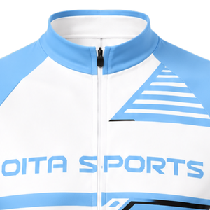 Ensemble maillot et short de cyclisme personnalisé bleu clair et blanc, manches courtes, fermeture éclair intégrale, respirant, rembourré, uniforme de vélo pour la course et l'entraînement sportif - Product Image 3