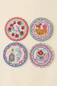 Magnifique dessous-de-verre brodé de perles de qualité supérieure avec un design artistique fait main pour table basse, table à manger et décoration intérieure. - Product Image 4