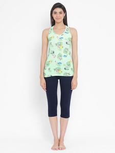 Débardeur Halter à Imprimé Floral pour Femme, Respirant, en Tricot, pour le Sport et le Yoga, Haut Sans Manches à Motifs Verts, Vêtement Décontracté pour l'Entraînement - Product Image 1