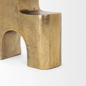 Sculpture géométrique abstraite moderne en or, statue architecturale en résine, figurine métallique minimaliste et massive, décoration de luxe pour étagère - Product Image 2