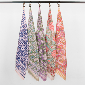 Artisan Block Print Scarf Boho Chic Head Wrap Soft Cotton Mulmul Bandana Printed Woven Casual <b>Accessory</b> for Adults - Product Image 2