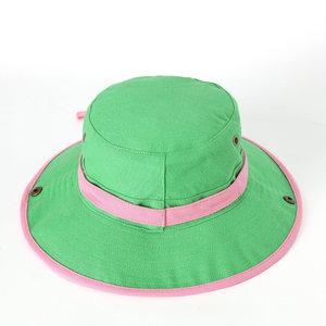 Chapeau Boonie Vert AKA avec Lettre Brodé Rose, Large Bord, Réglable, en Coton, pour l'Extérieur, Décontracté, Tendance, Protection Solaire - Product Image 5