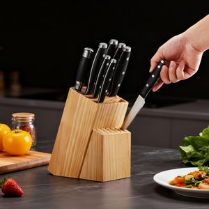 Set di 15 Coltelli da Cucina Ergonomici in Acciaio Inossidabile ad Alto Contenuto di Carbonio con Blocco Affilacoltelli, Lama in Acciaio Inossidabile 3Cr13 ad Alto Contenuto di Carbonio - Product Image 5