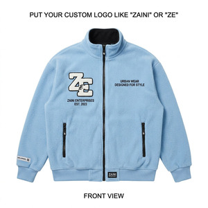 <b>Men's</b> 240g Premium Fleece Running <b>Jacket</b> Full Zip Embossed Woven Patch Reflective Quick Dry Waterproof Breathable - Product Image 1