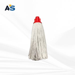 A&S Heavy Duty 250 Gram 3 Ply Cotton Yarn Socket Mop Head with 4 Color Push Clip Cut End Commercial Floor Cleaning Mop Refill - Product Image 1