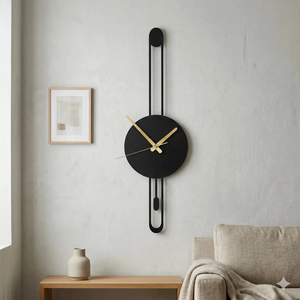 Geometric Metal Wall <b>Clock</b>: Pendulum Design (Matte, Ready to Hang - Product Image 1