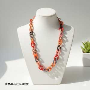 Collier chaîne en résine colorée pour femme, collier à maillons en résine multicolore, bijou tendance et imposant - Product Image 3