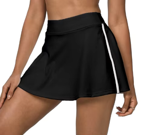 Women's Red Tennis <b>Skirt</b> With White Side Stripe <b>Elastic</b> Waist Moisture Wicking Polyester Summer Sport Apparel Regular Fit - Product Image 6